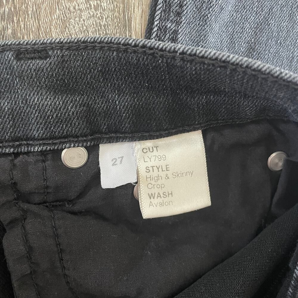 Reformation Jeans High & Skinny Crop Jeans Faded Grey Black - Size: 27 - Picture 4 of 7